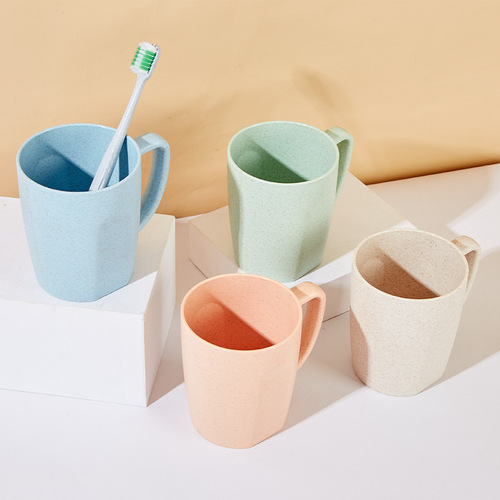 Manufacturer's wheat straw simple household mouthwash cup, student dormitory thickened toothbrush holder, fashionable travel toothbrush cup wholesale