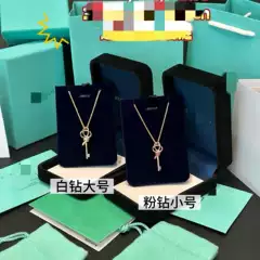 T Brand Knot Key Necklace for Women 18K Rose Gold Twisted Choker 925 Sterling Silver Moissanite Snowflake Sweater Chain