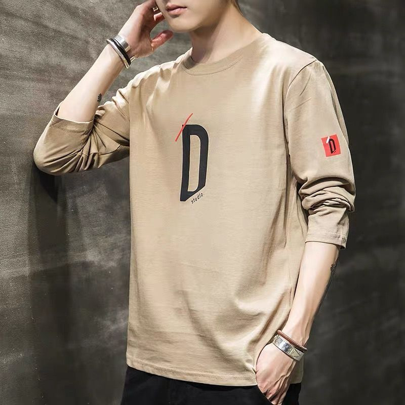 Men's long sleeve T-shirt 2023 Spring and Autumn new round neck printing trend Korean base shirt manufacturers wholesale Cheap