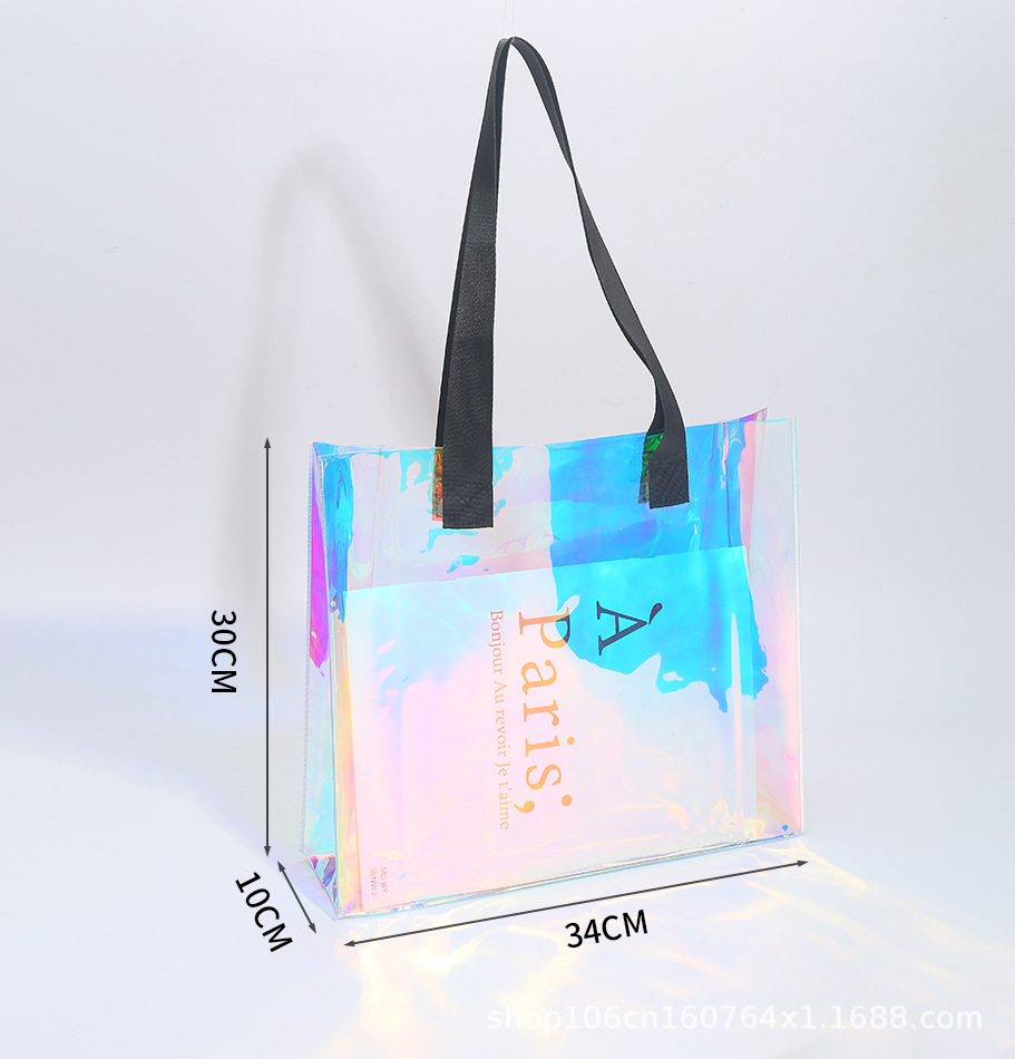 Bolsas láser se pueden personalizar bolsas de plástico de PVC bolsos de regalo transparentes de alta gama bolsas de regalo tpu deslumbrantes bolsas de gelatina personalizadas