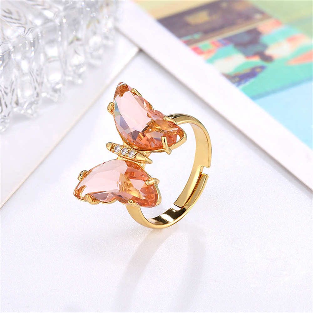 Fashion Simple Style Butterfly Copper Butterfly Zircon Rings