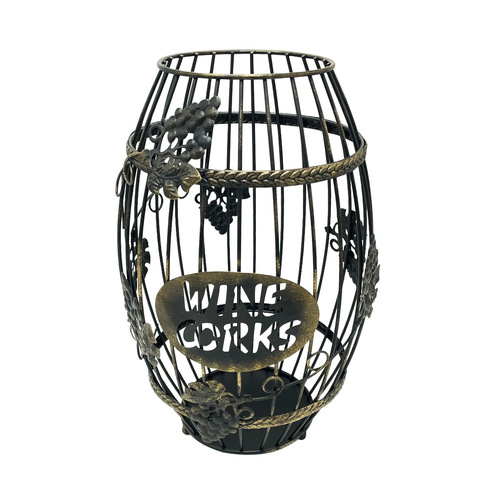 Red Wine Bottle Holder with Ironwork Storage Basket for Kitchen and Living Room, Antique Nordic Style Decorative Craft