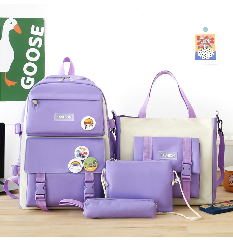 Solid Color Casual School Daily School Backpack display picture 12