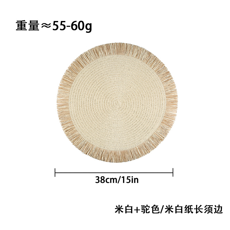 Almohadilla de borla tejida de papel SHEIN, mesa de comedor, mantel occidental, posavasos antideslizantes, almohadilla de aislamiento térmico circular, almohadilla de decoración del hogar