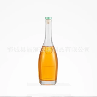 加厚玻璃700ml冰酒瓶透明玻璃饮料瓶果酒瓶密封可酒瓶瓶盖一套