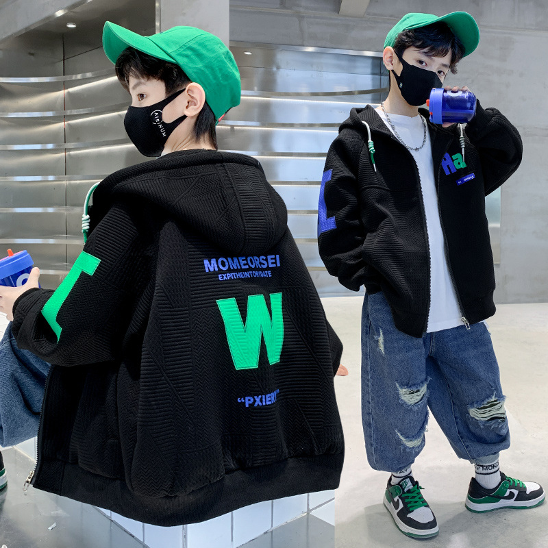 (2개) 어린이 의류 소년 가을 코트 봄 및 가을 중 큰 어린이 2022 년 새로운 유행 소년 초가을 RUSK 옷 조식