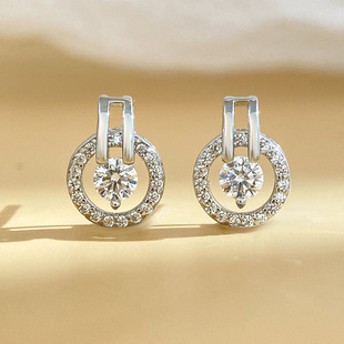 Cross-Border Amazon Best-Selling S925 Sterling Silver Earrings for Women, Personalized Starry Sky Moissanite Earrings, D Color Moissanite Earrings