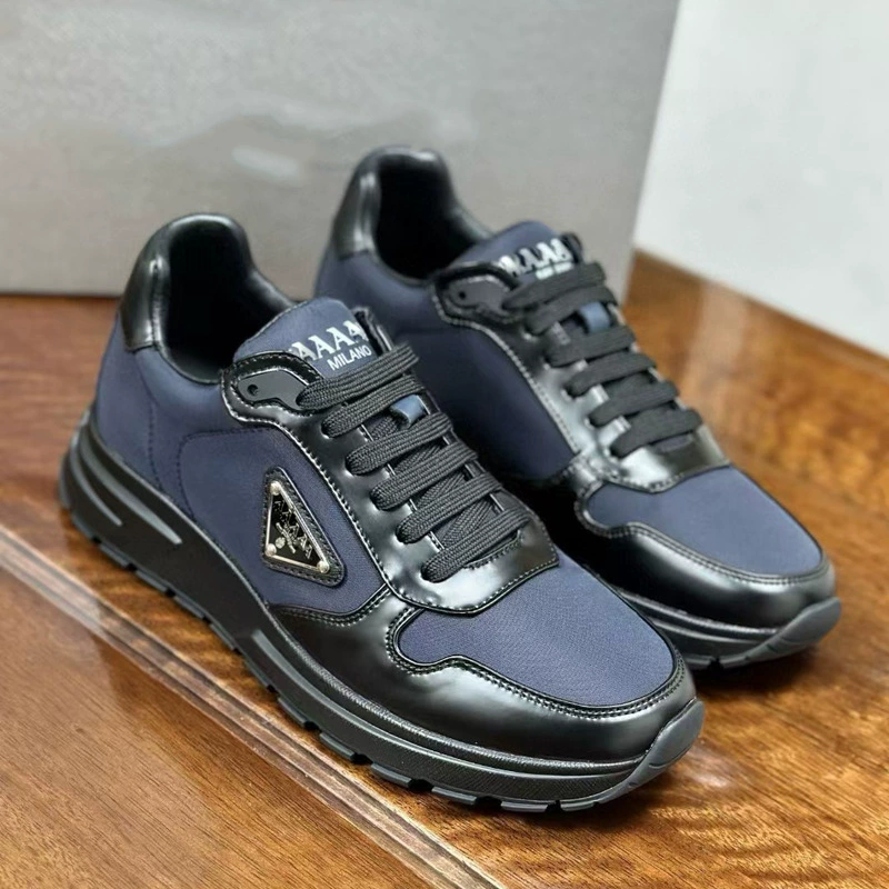 2024 новая европейская мужская обувь модная кожаная индивидуальность спортивная повседневная обувь на шнуровке для бега