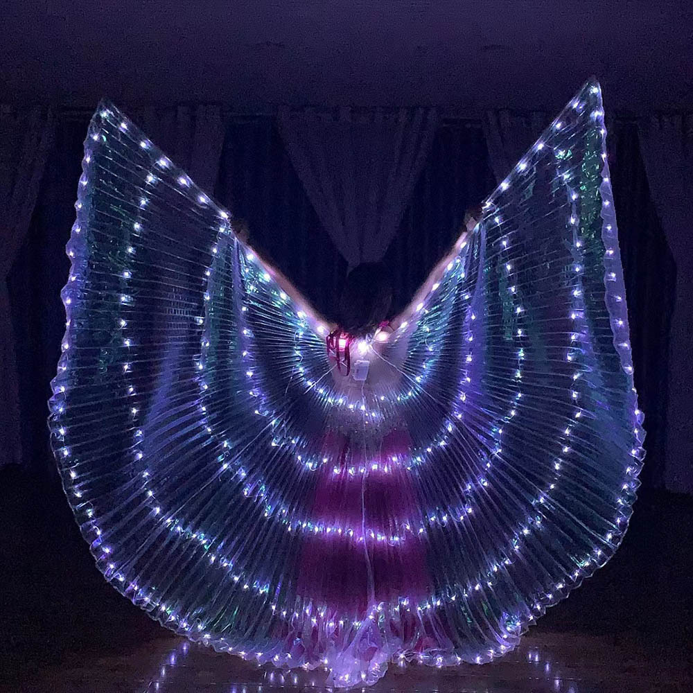 New Led Light-Emitting Horizontal White Wings Transparent Oriental Dance Belly Dance Props Dance Performance Wings Accessories