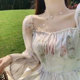 秋季2026新款女装碎花雪纺茶歇甜美温柔风长袖法式在逃公主连衣裙