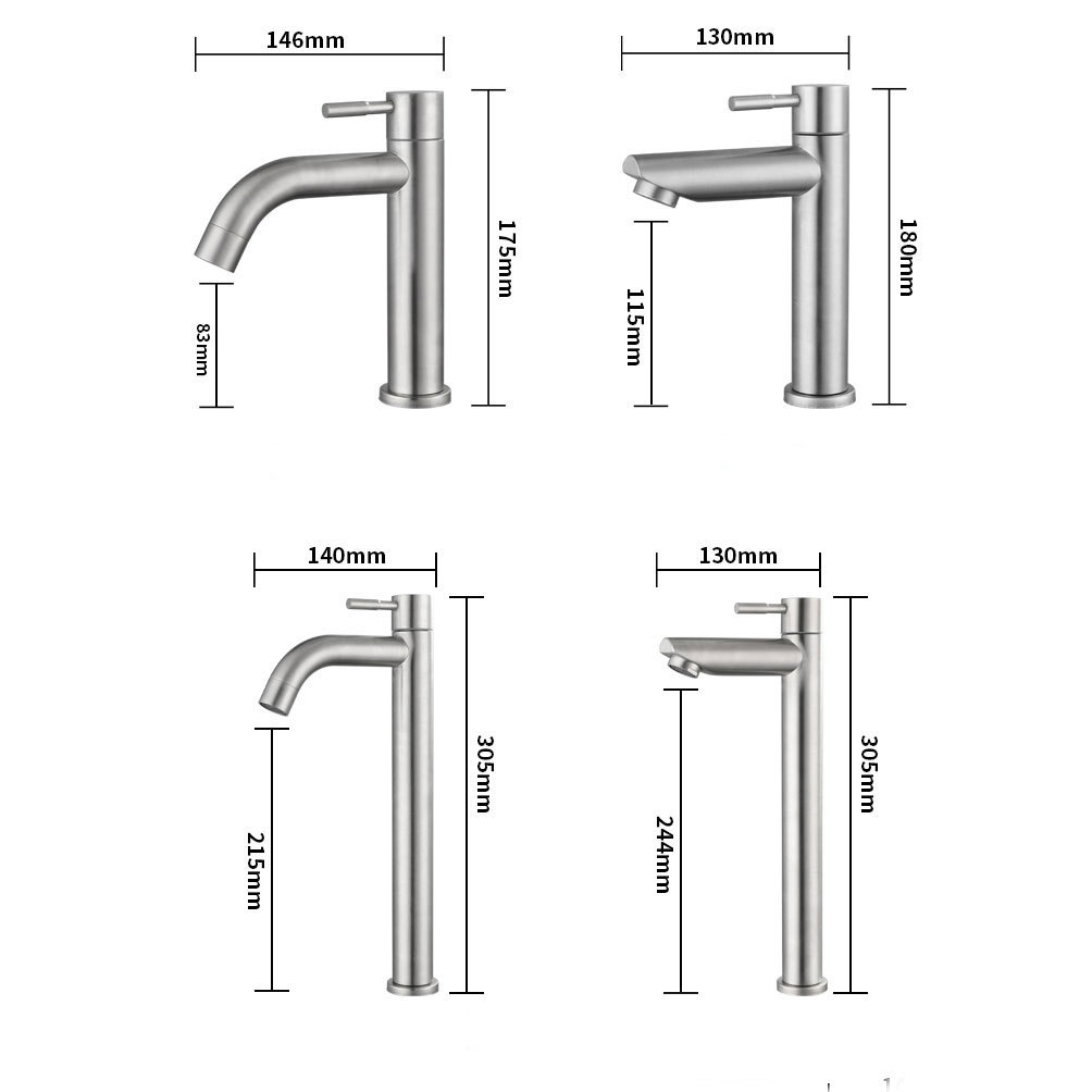 Lavabo de baño grifo de lavabo 304 acero inoxidable frío y caliente simple aumento de refrigeración al por mayor faucet factory