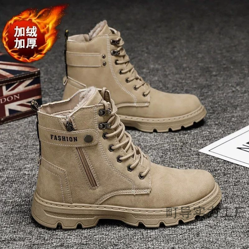 Высокие зимние ботинки в английском (martens) стиле, с тёплой подкладкой, шнуровка и молния, размеры 39–44