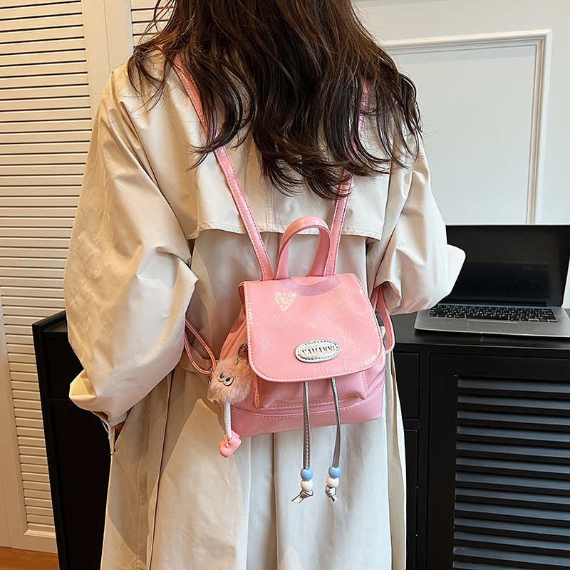 High-end texture pleated women's 2023 new double backpack bags, fashionable, Japanese and Korean simple style handbags_voghion.com
