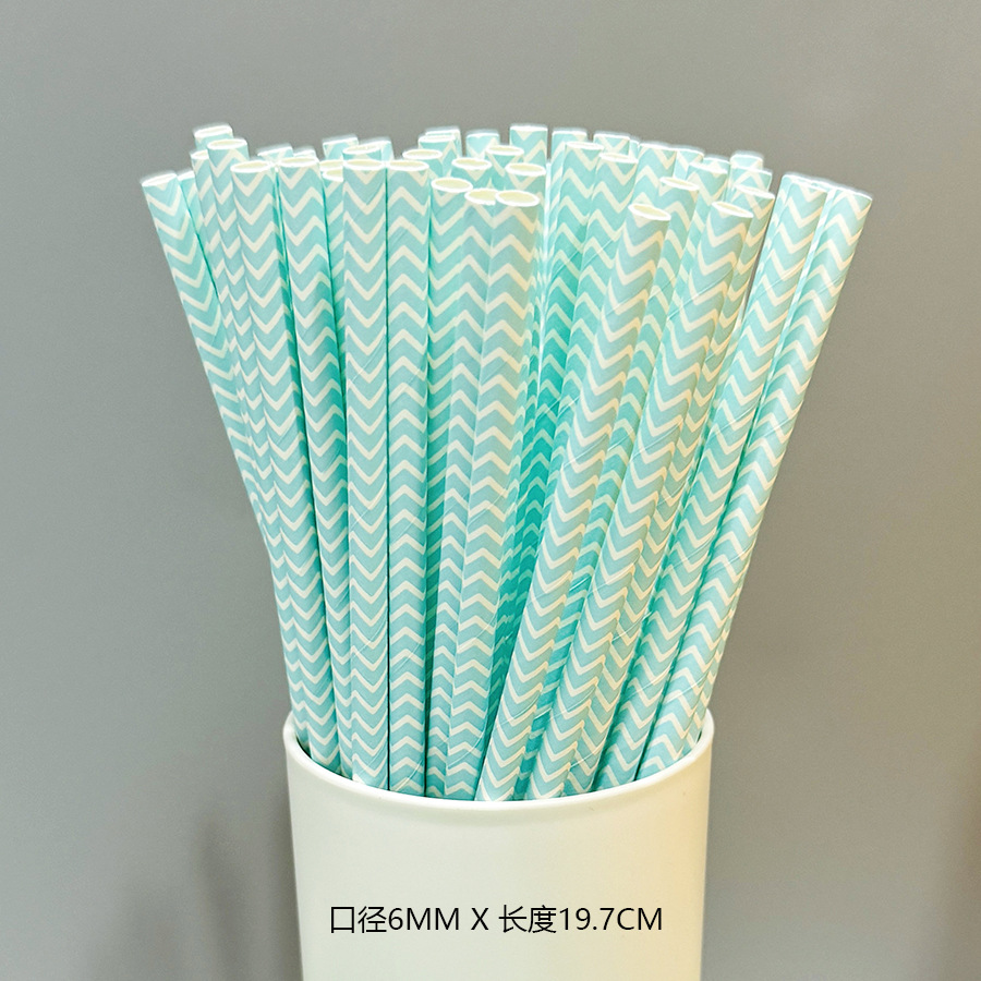 Gran cantidad en stock al por mayor paja de papel desechable paja de papel degradable paja azul serie