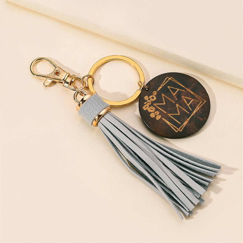 17g Weight Keychain Classification 1 Piece Quantity Casual, Holiday, Daily Occasion Pu Leather Material Mother'S Day Festival Letter, Tassel Pattern Unisex Gender Modern Style Style Modern Style Letter Tassel Pu Leather Mother'S Day Unisex Keychain 20