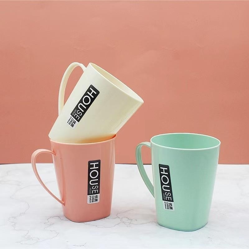 简约带手柄漱口杯刷牙杯创意情侣洗漱杯字母便携塑料牙刷杯子牙缸|undefined