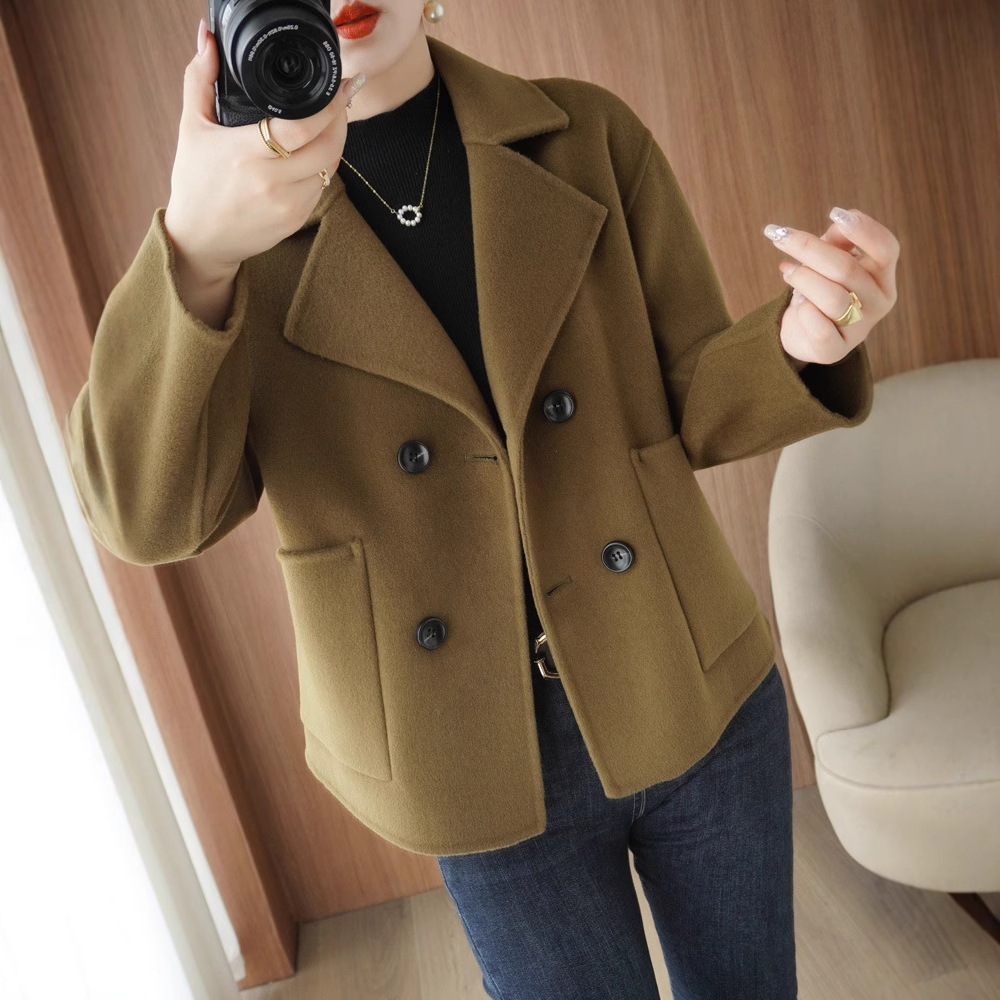 2024 New Double-sided Cashmere Coat Women's Loose Thickened Suit High-end Wool Short 100 Wool Coat