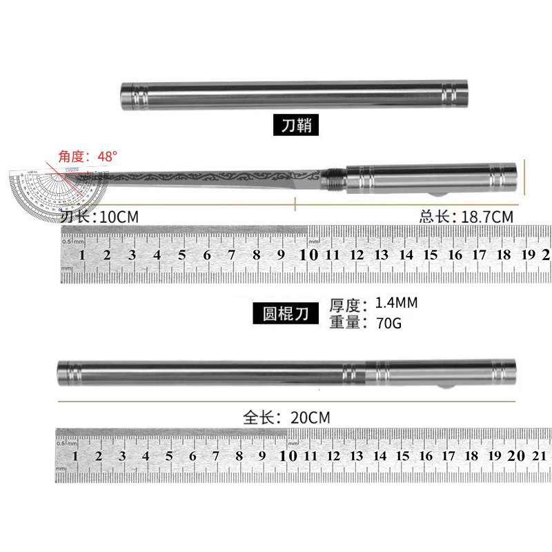 Acero inoxidable de acero manganeso en una taza de té mini cuchillo de té armas de ceremonias de té para jugar adornos cuchillo de frutas