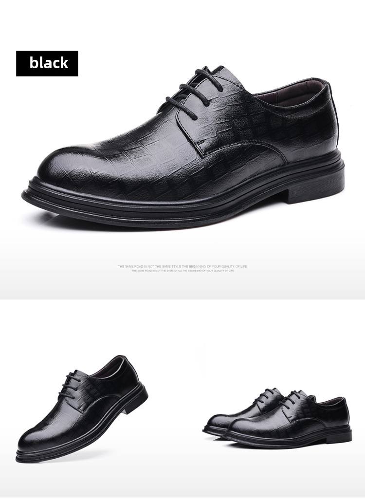 Leather Shoes Men's Business Dress Casual Trendy Shoes Spring British Groom Korean Cross-border Soft-soled Wedding Shoes Breathable_vogvips.com