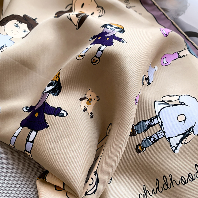 Korean Simple Cartoon Pattern Silk Scarf display picture 3