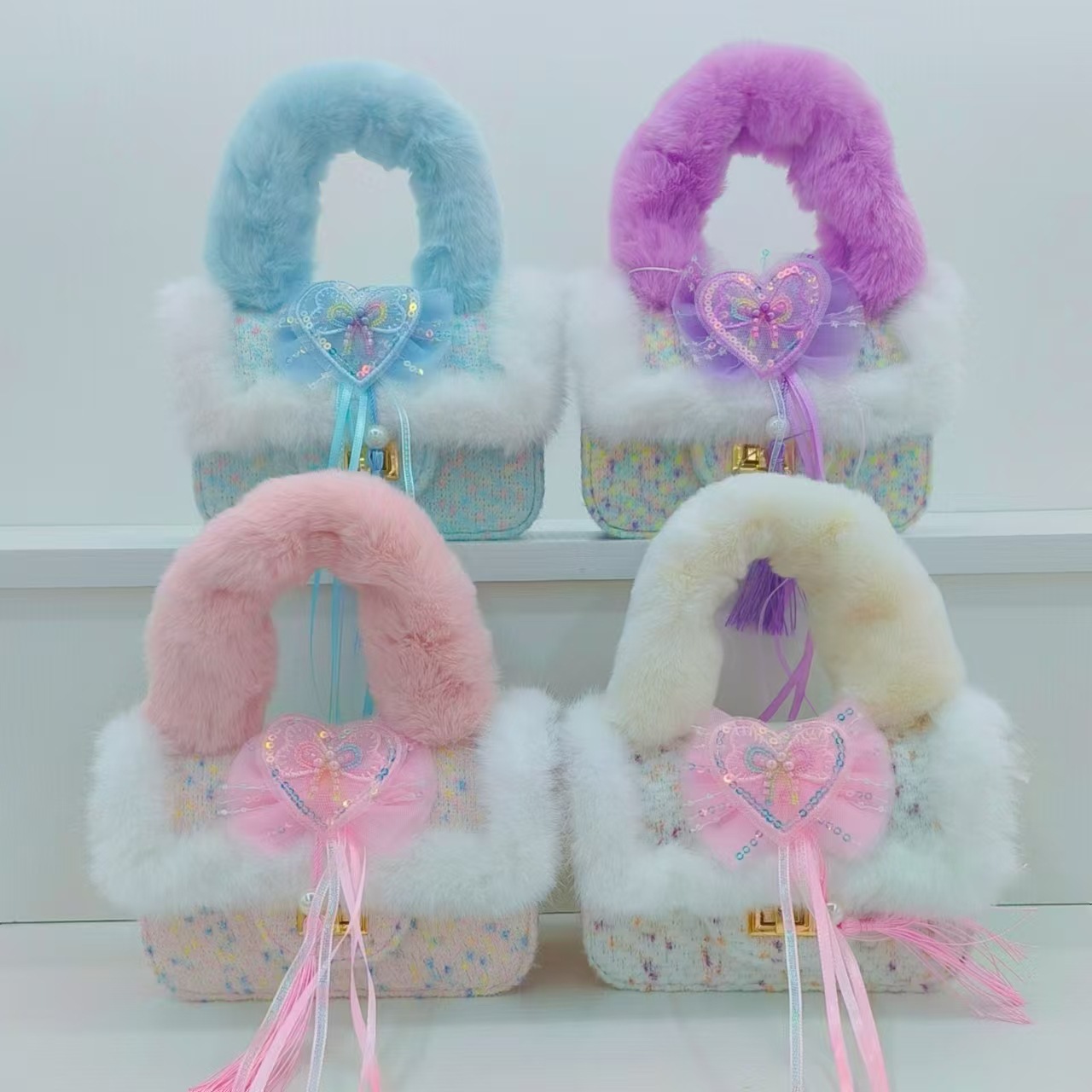 Bolsos de peluche de estilo nacional, bolsos de hombro para niños de moda extranjera, bolsos pequeños, bolsos de accesorios, bolsos de cambio