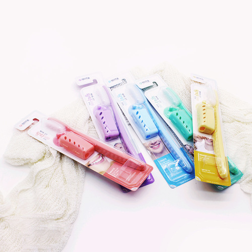 Korean Imported Wang 688 Toothbrush Large Brush Head for Teeth Cleaning Gold and Silver Classic Silver Carbon Soft Bristles Portable