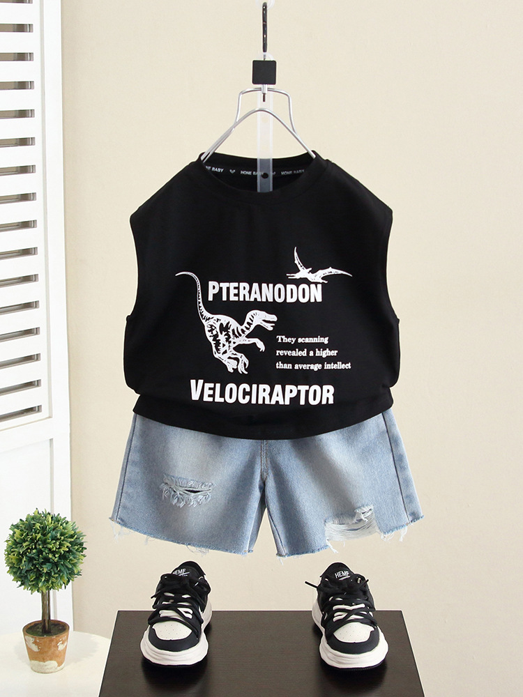 5691 ropa para niños traje de verano para niños 2025 nuevo chaleco sin mangas de verano para bebés guapos ropa de verano para niños
