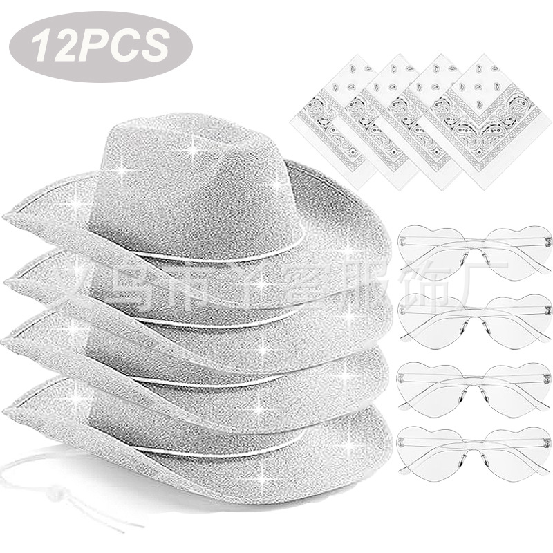 Juego de 12 hebilla de cuerda plateada intermitente