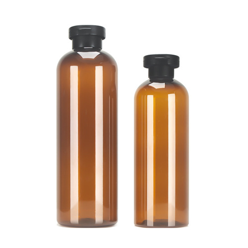 350ml 500ml Transparent Tea Color Round Shoulder Flip Top Lotion Shampoo Bottle, Refill Conditioner Shower Gel Bottle