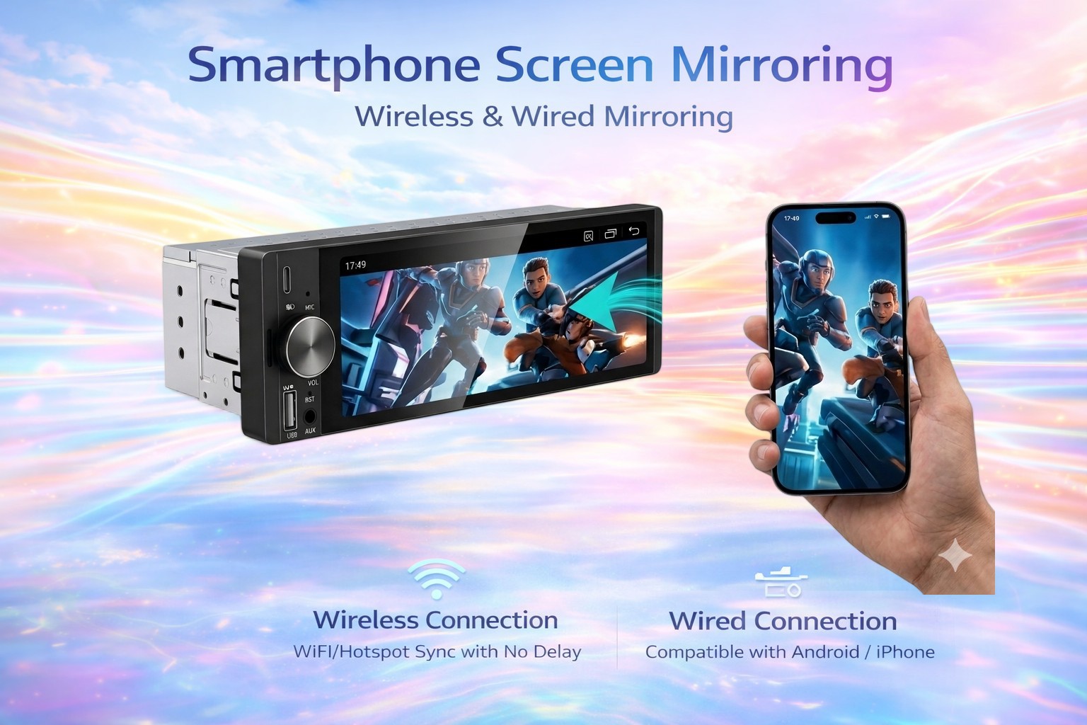 Cross-Border 6.36inch Car Mp5 Player with Reversing Connection, Bluetooth Wireless Carplay, Central Control Navigation Hl-935