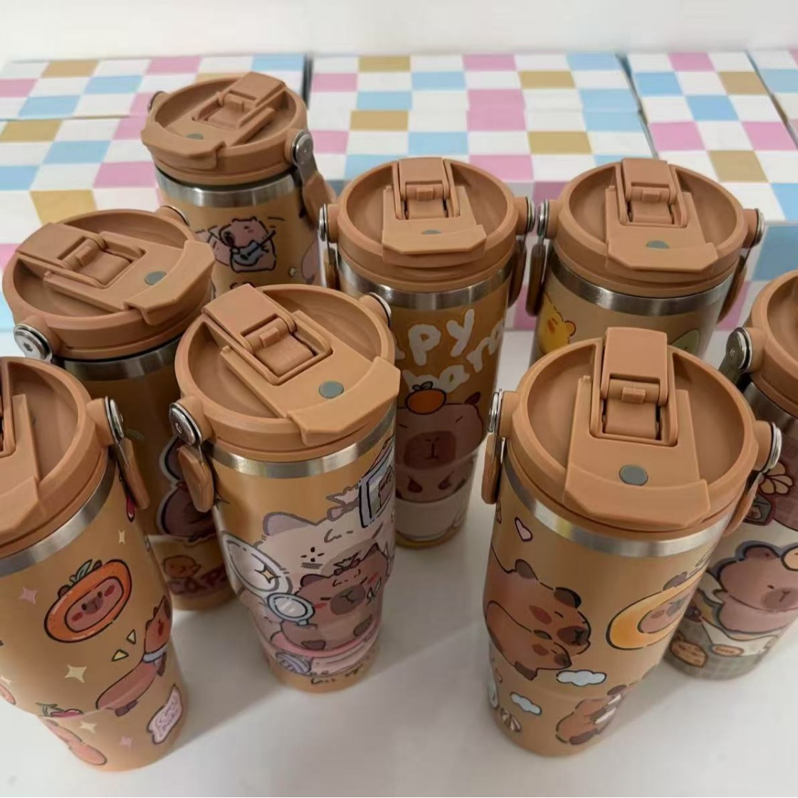 La nueva taza de hielo Kapibala de gran capacidad de acero inoxidable para niñas, taza de aislamiento de oficina, linda taza de capibara