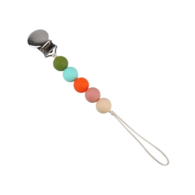 Suministros para bebés nuevo clip de pezón de hierro redondo dientes de bebé moler cuentas de silicona Cadena de pezón cadena anti-caída