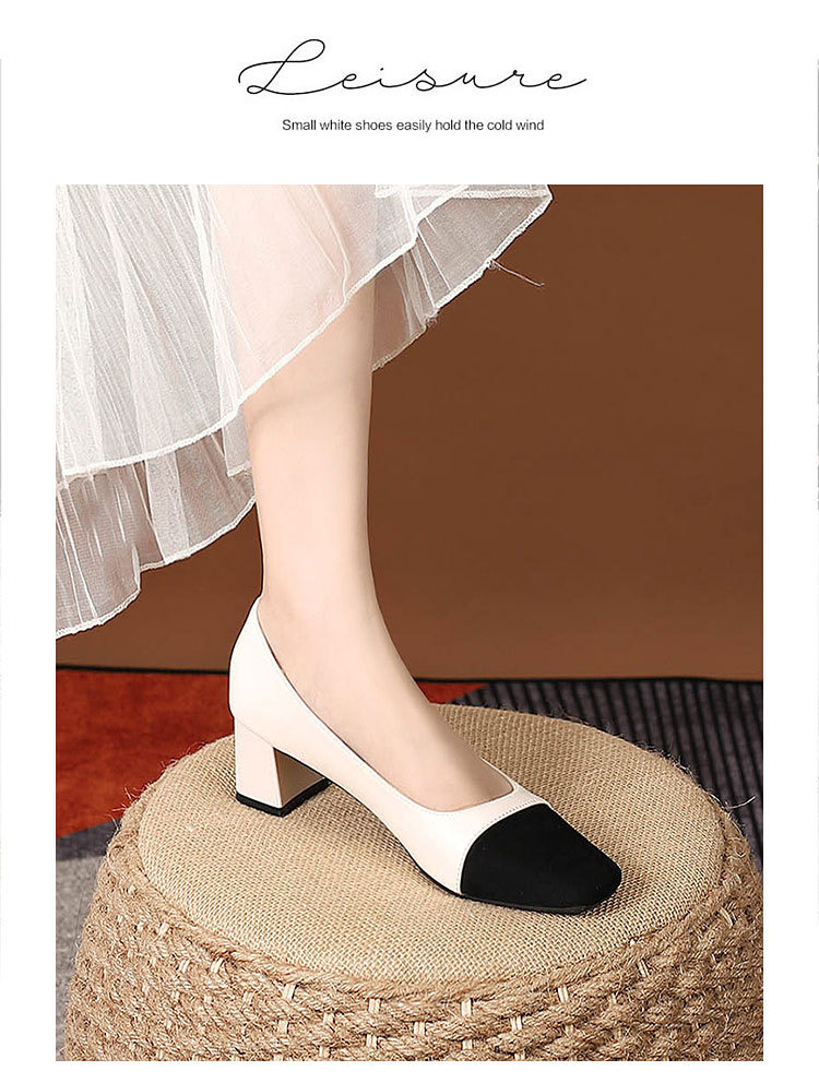 Women's Vintage Style Color Block Square Toe Pumps display picture 4