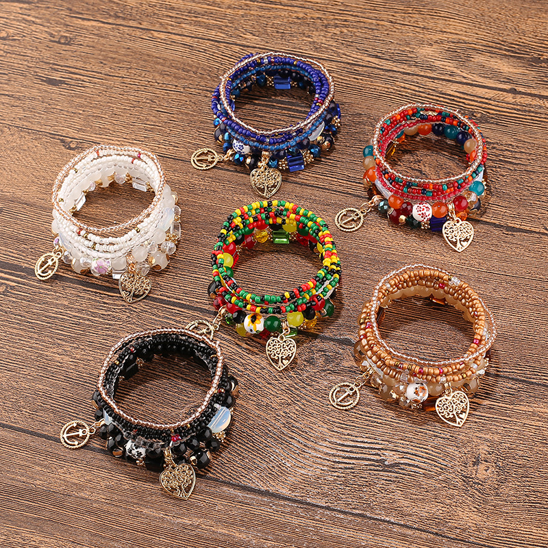 Casual Occasion Glass Bead Material Modern Style Classic Style Geometric Glass Bead Stoving Varnish Women's Bracelets