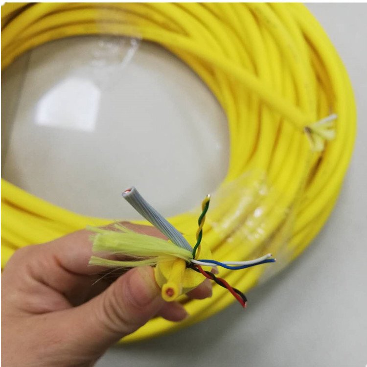 Anti-garbage wear-resistant shielding signal line seawater wind power generation network line yellow polyurethane cable 4*16