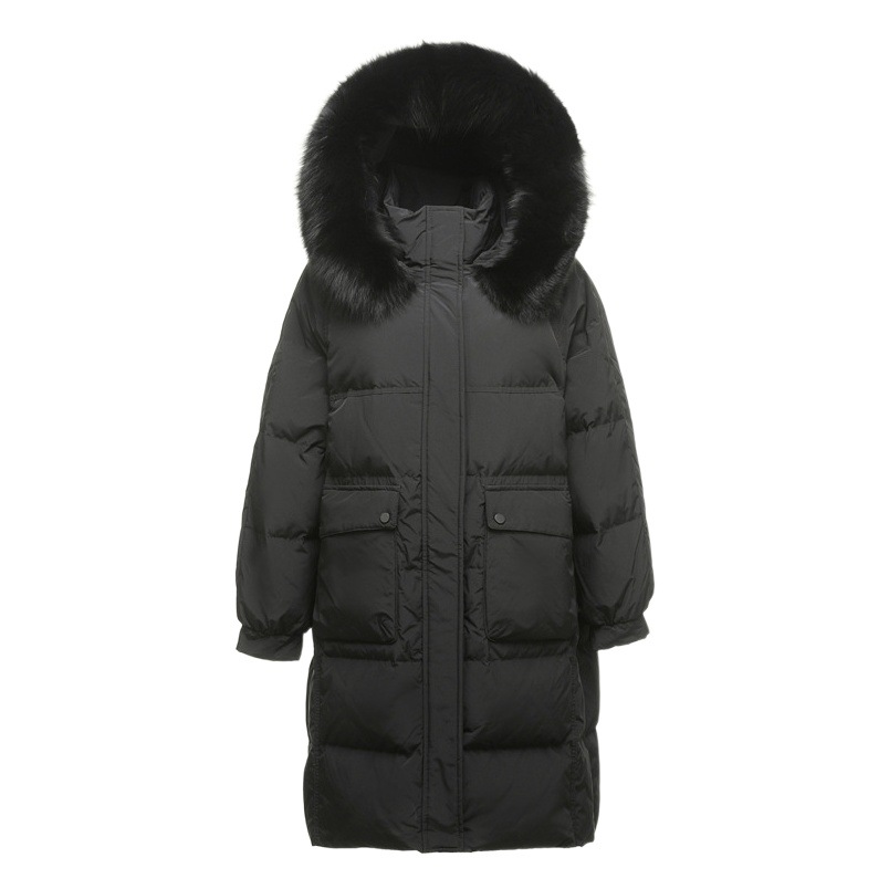 Giant slim fat mm plus fat plus size 300kg long thick fox fur collar hooded down jacket coat women's 216