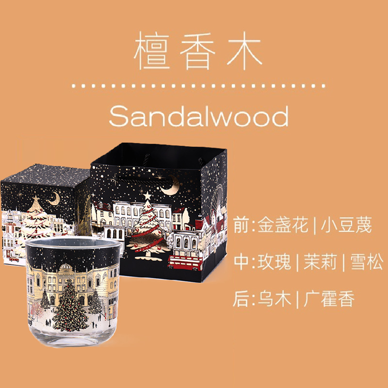 クリスマスの香り付きキャンドル ロンドンの街並み シャーピン風香り付きキャンドル 光る電子キャンドル クリスマスキャンドル