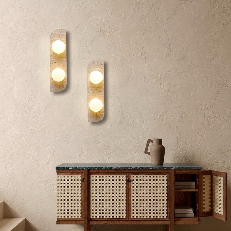Escalera de viento natural dormitorio cabezal de cama diseñador de piedra de vivienda amarillo viento lámpara de pared lámpara de pared de túnel de estilo japonés pasillo de sala de estar