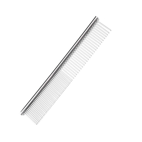 Pet cats and dogs stainless steel medium small straight comb pet comb steel comb silver double-sided comb