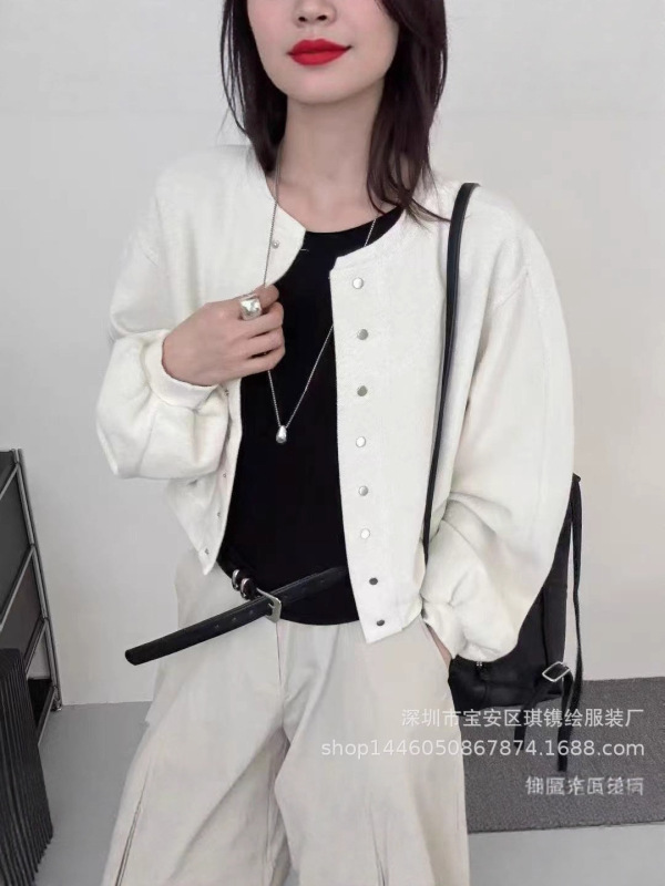 琪镌绘制卫衣开衫短外套女早春秋2025新款欧货女装时尚棒球服夹克|undefined