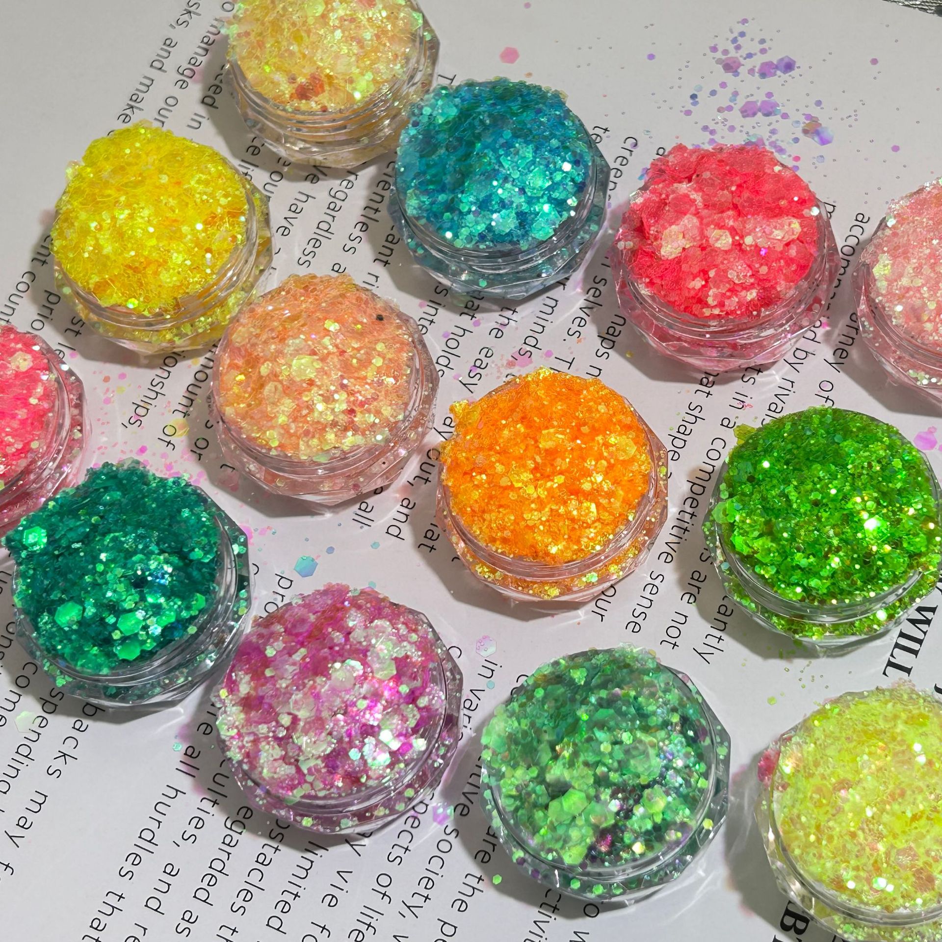 Golden Iridescent Polarized Semi-Transparent Sparkling Nail Art Glitter Transparent DIY Handmade Resin Decoration Nail Stickers