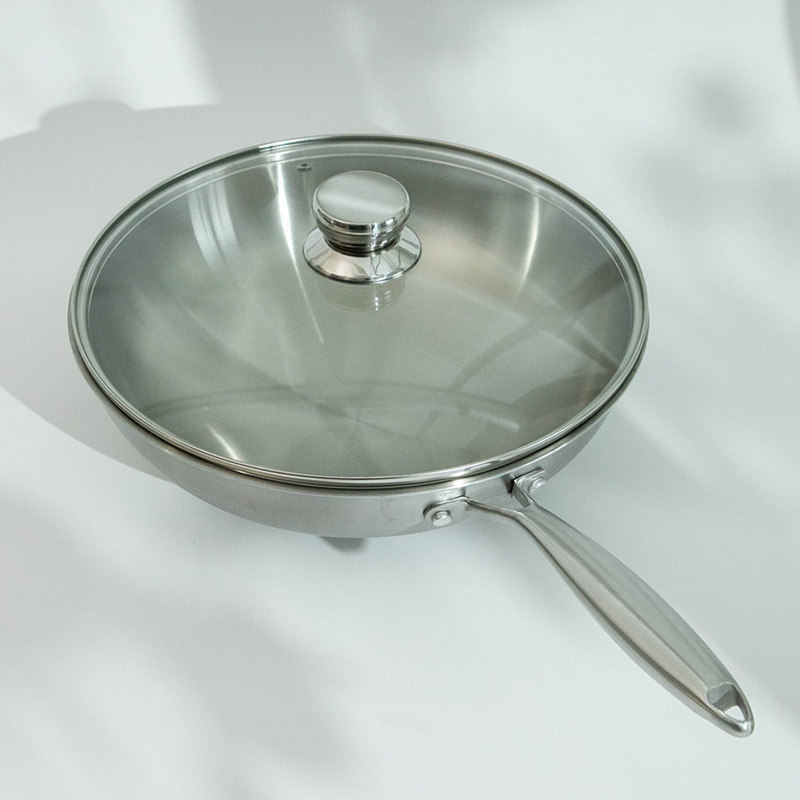 32cm 코팅되지 않은 304 스테인리스 스틸 냄비(뚜껑 포함)