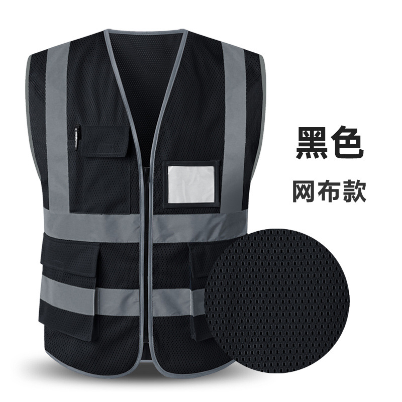 LIKAI chaleco reflectante de ingeniería chaleco fluorescente multi-Bolsillo tráfico seguridad vial ropa protectora imprimible