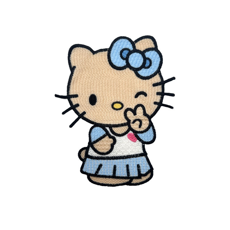 Cartoon al por mayor bordado por computadora kt pegatinas de tela de gato Sanliogou diy pegatinas de parche tejido cesta de ropa adorno accesorios pegatinas