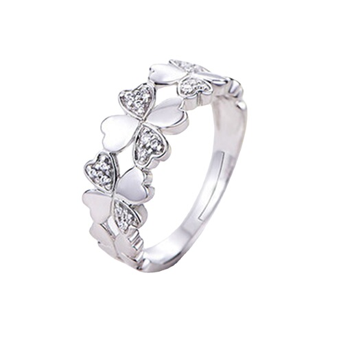Japanese-Korean Style Lucky Grass Ring 925 Sterling Silver Diamond Accented Zircon Ring, Open-Ended Creative Hot Sale Ring, Dropshipping One Piece
