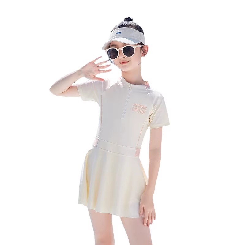 2025 New Explosions Swimsuit Women's Sports Skirt Conservative Body-Covering Slim Student Girl Hot Spring Wholesale