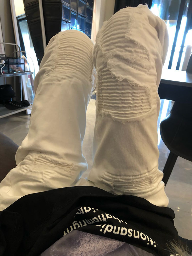 Men's Clothing high street fog style trend hole pleated jeans men and women the same style all match casual all match_voghion.com