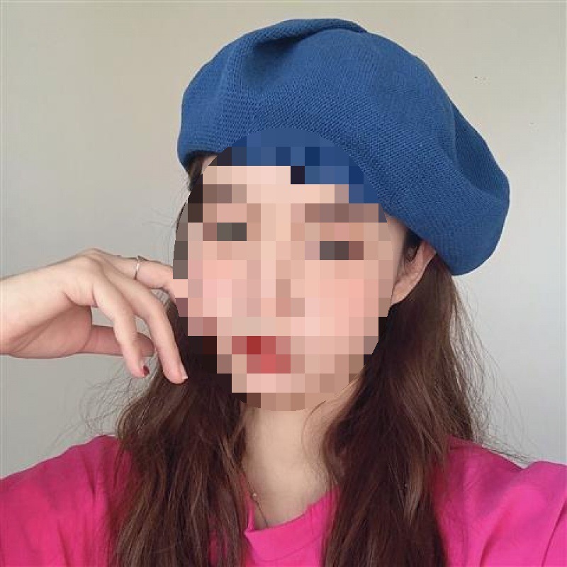 大きな頭囲ベレー帽女性の春と夏通気性薄いレトロニットルーズペインター八角形帽子韓国スタイルのトレンディな新しいスタイル|undefined