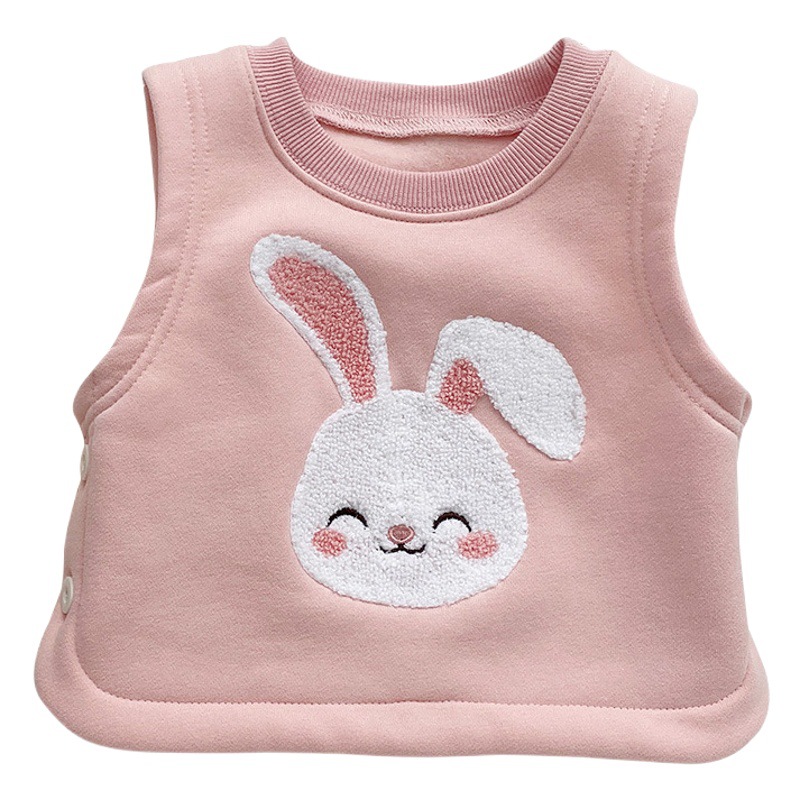 Ins2023 otoño e invierno nuevo bebé chaleco forrado de lana recién nacido niños y niñas bebé de dibujos animados conejo oso abrigo