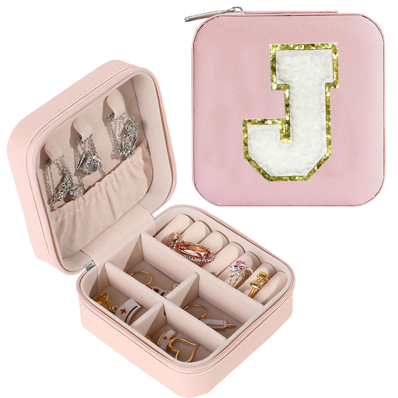 Cross-border de cuero Stud pendientes de gran capacidad de la joyería de la caja de la joyería del anillo caja de almacenamiento portátil